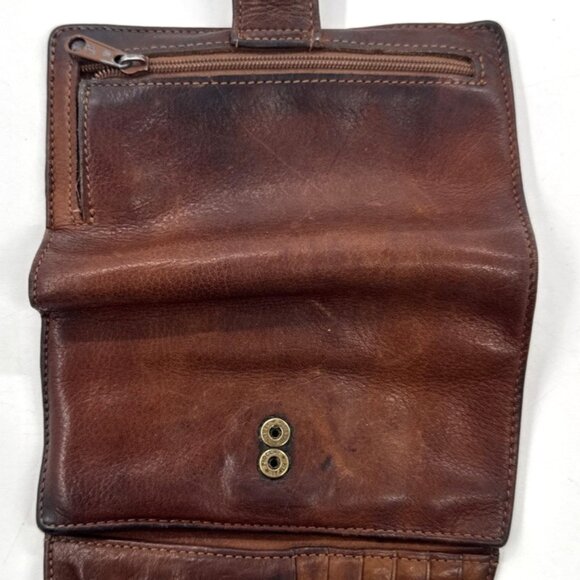 Fossil Handbags - Vintage Y2K Fossil Distressed Soft Leather Wallet Trifold Brown Card Money Snap